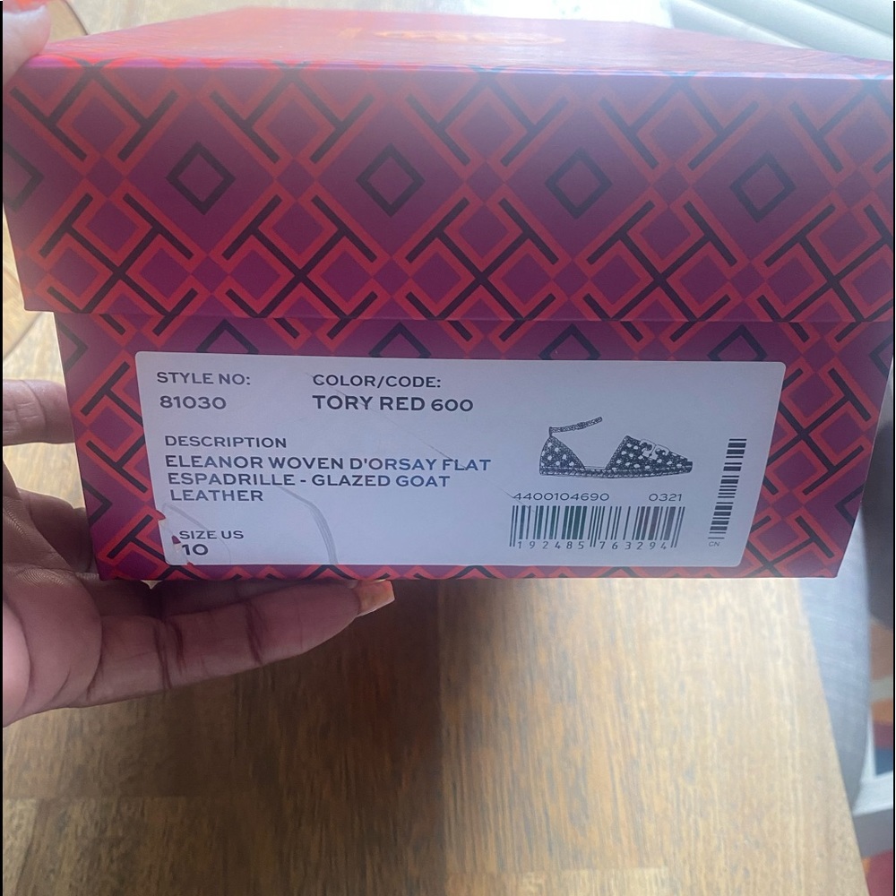 Tory Burch Red and Gold crochet sandals. Size 10